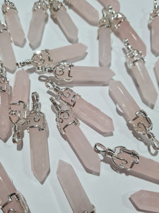 Rose Quartz Filigree Pendants