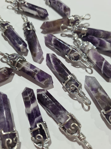 Chevron Amethyst Filigree Pendants