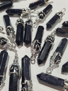 Blue Goldstone Filigree Pendants