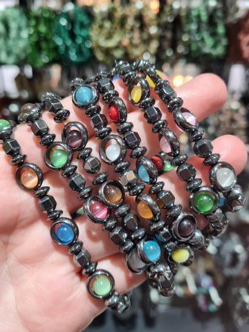 Cats Eye & Hematite Bracelets
