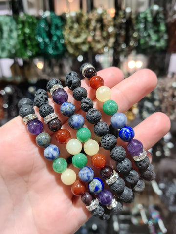 Lava Chakra Bead Bracelets