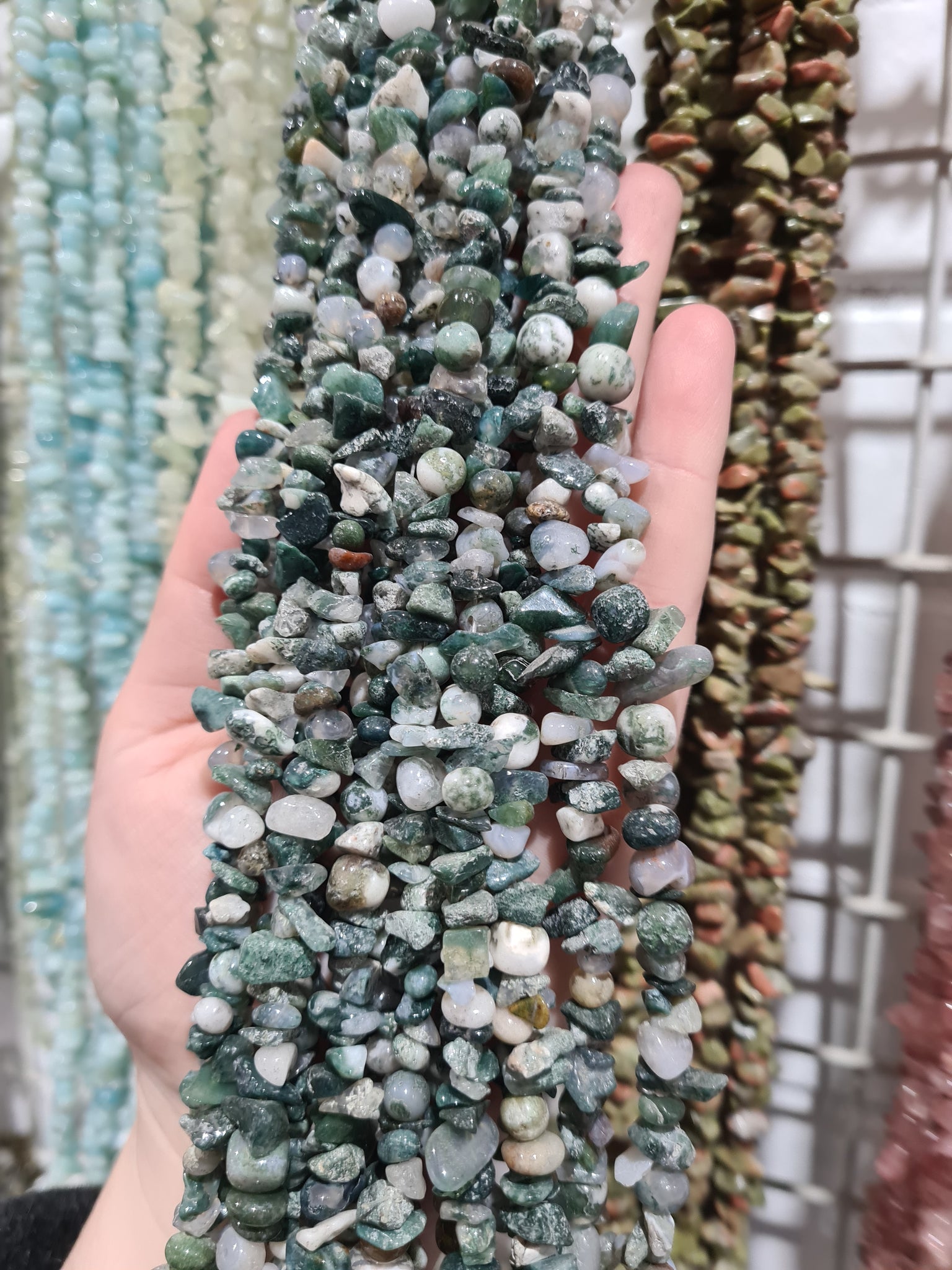 Moss Agate Chip Necklace