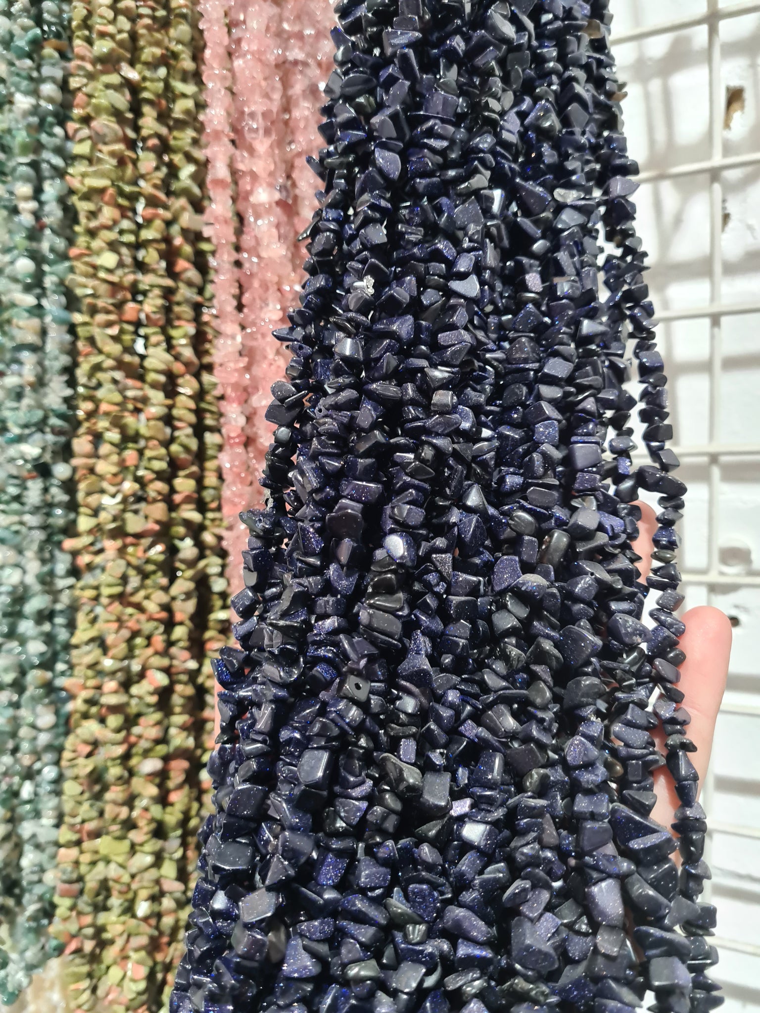Blue Goldstone Chip Necklace