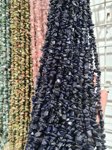 Blue Goldstone Chip Necklace