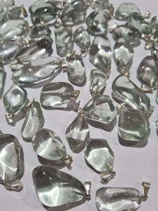 Prasiolite (Green Amethyst) Tumbled Stone Pendants