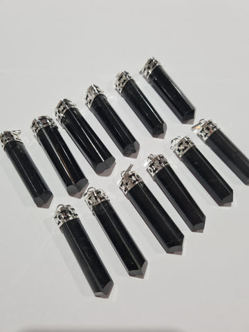 Black Tourmaline Point Pendants