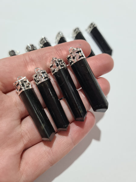 Black Tourmaline Point Pendants