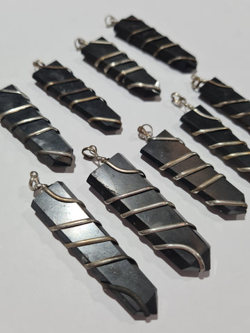 Shungite Flat Point Pendants