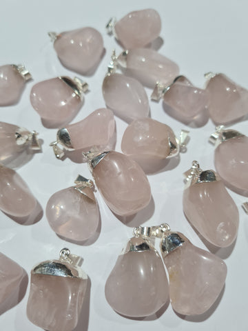 Rose Quartz Tumbled Stone Pendants