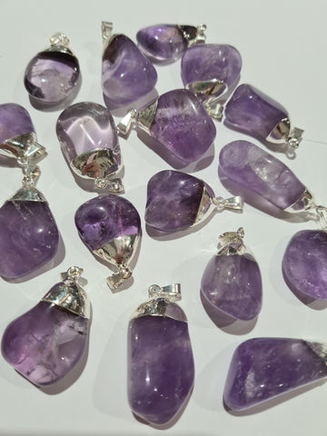 Amethyst Tumbled Stone Pendants
