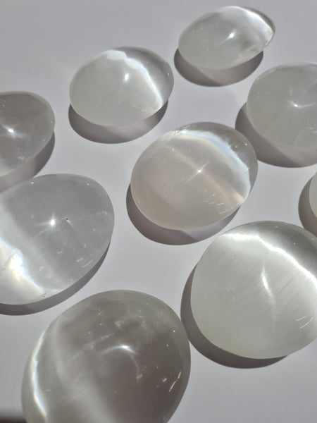 Selenite Palm Stones