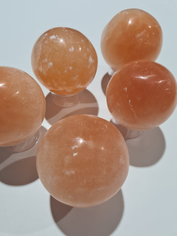 Peach Selenite Spheres 7cm