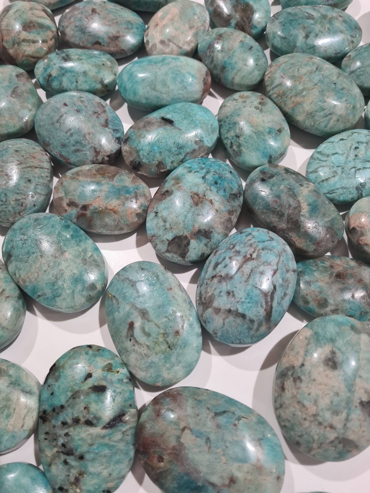 Amazonite Smoky Palm Stones
