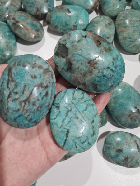 Amazonite Smoky Palm Stones