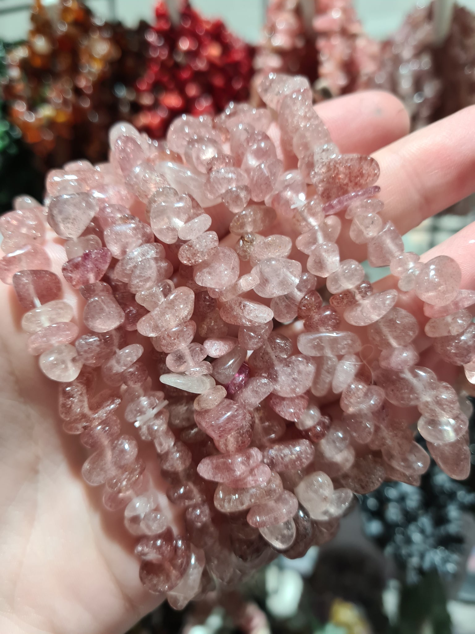 Strawberry Quartz Large Chip Bracelets