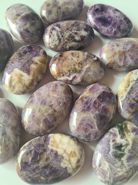 Chevron Amethyst Palm Stones