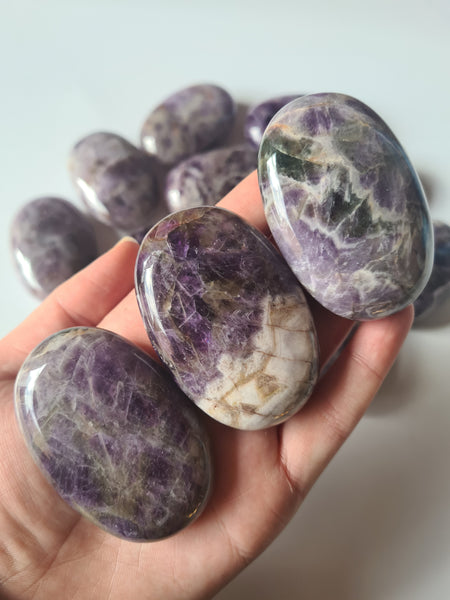 Chevron Amethyst Palm Stones