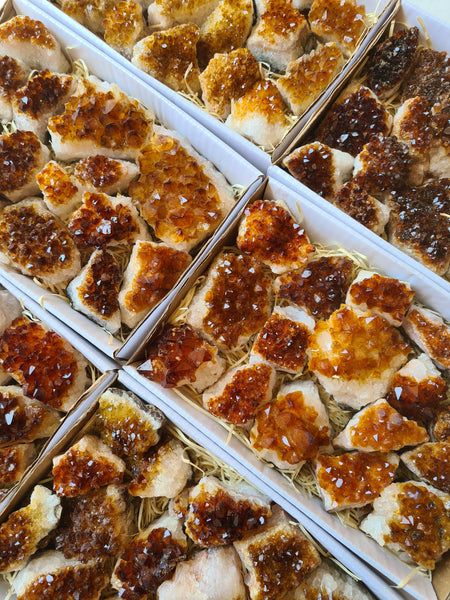 Citrine Clusters (Heat Treated Amethyst) Tray