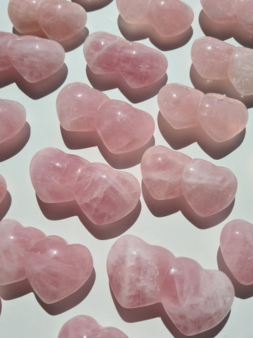 Rose Quartz Double Hearts