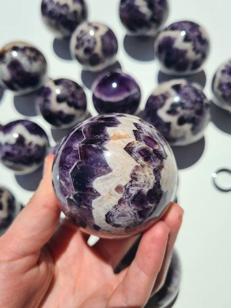 Chevron Amethyst Spheres