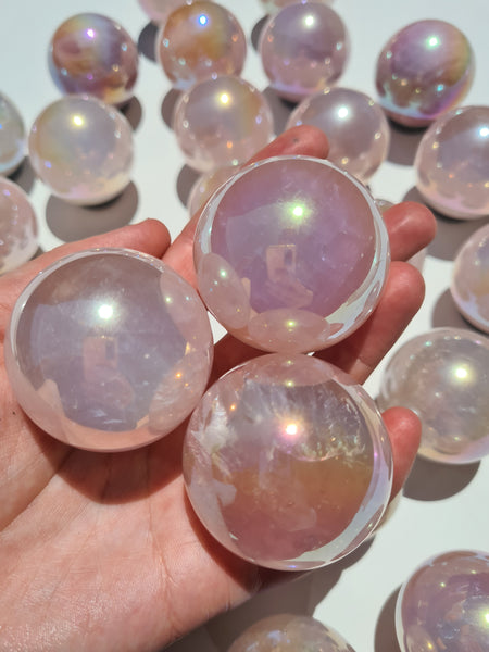Rose Aura Quartz Spheres