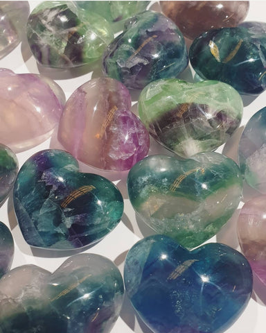Rainbow Fluorite Hearts