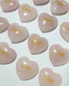 Engraved Rose Quartz Hearts