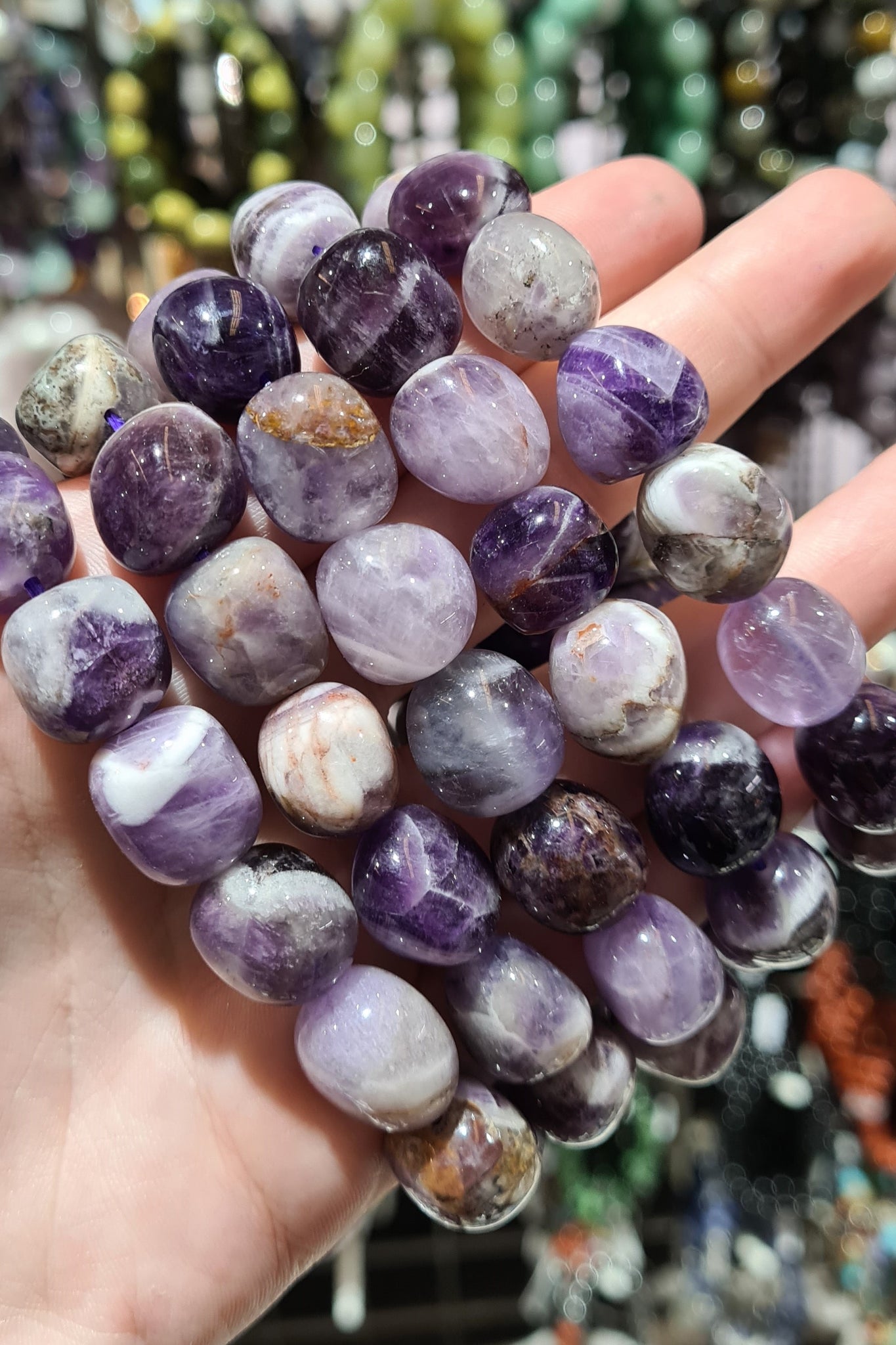 Chevron Amethyst Tumbled Bracelets