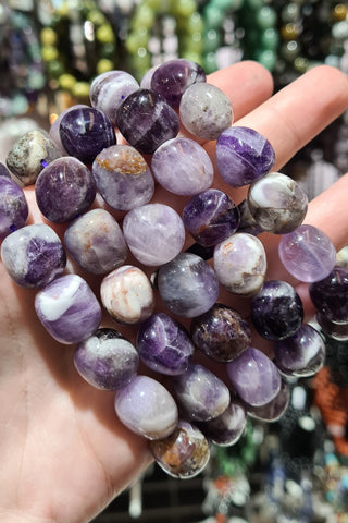 Chevron Amethyst Tumbled Bracelets