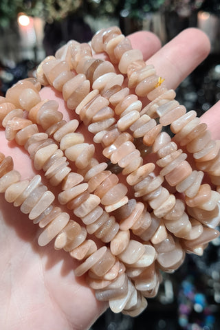 Peach Moonstone Large Chip Bracelets