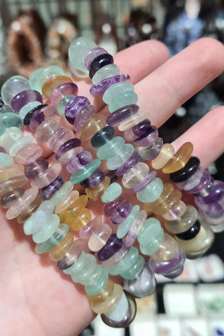 Rainbow Fluorite Large Chip Bracelets