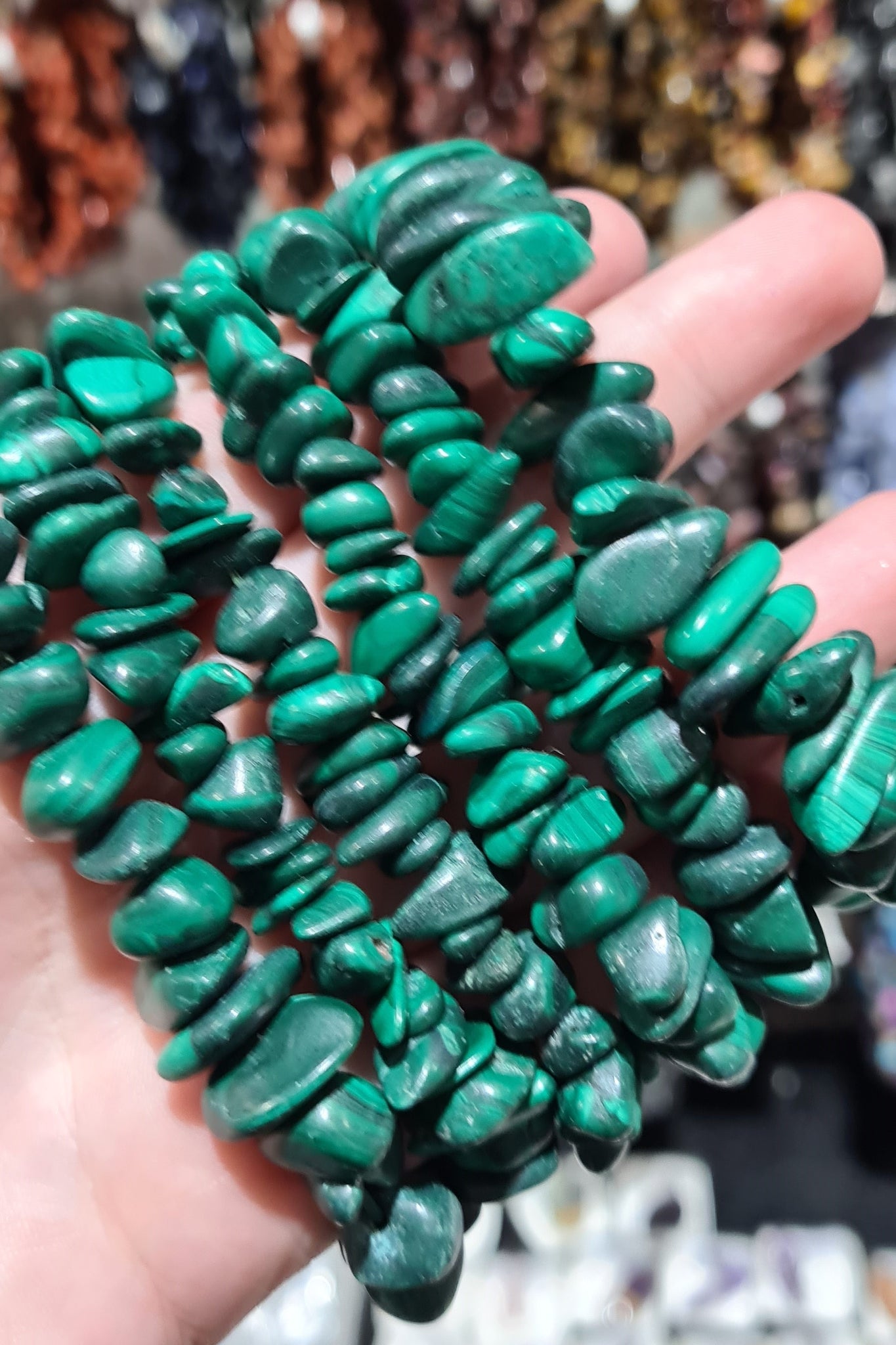 Malachite Large Chip Bracelets