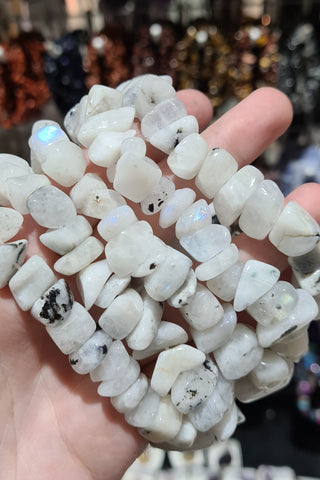 Rainbow Moonstone Large Chip Bracelets