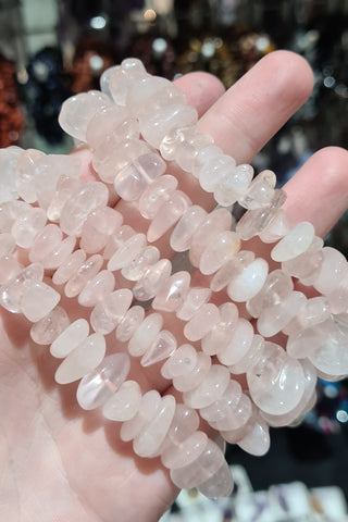 Rose Quartz Large Chip Bracelets