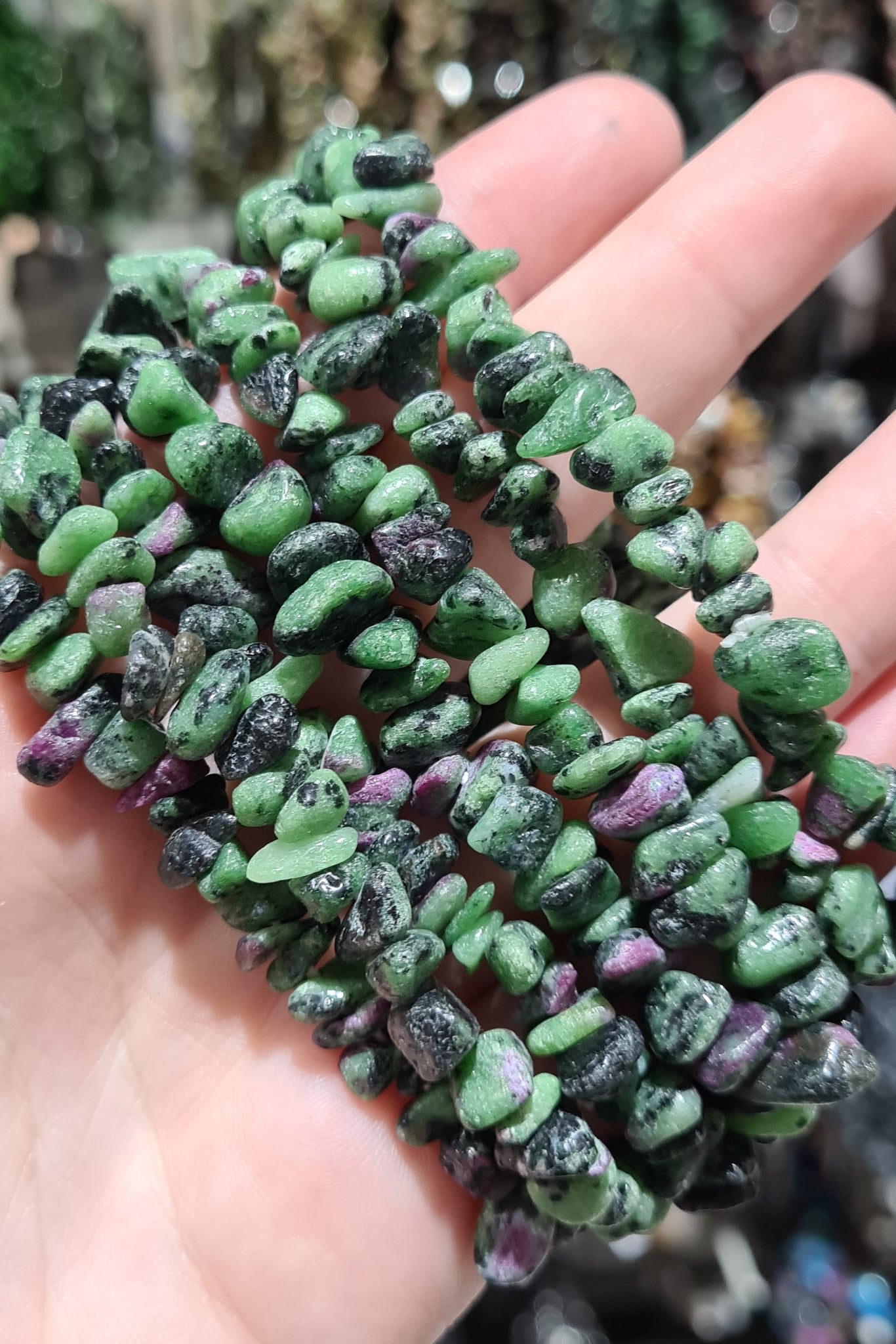 Ruby Zoisite Chip Bracelets