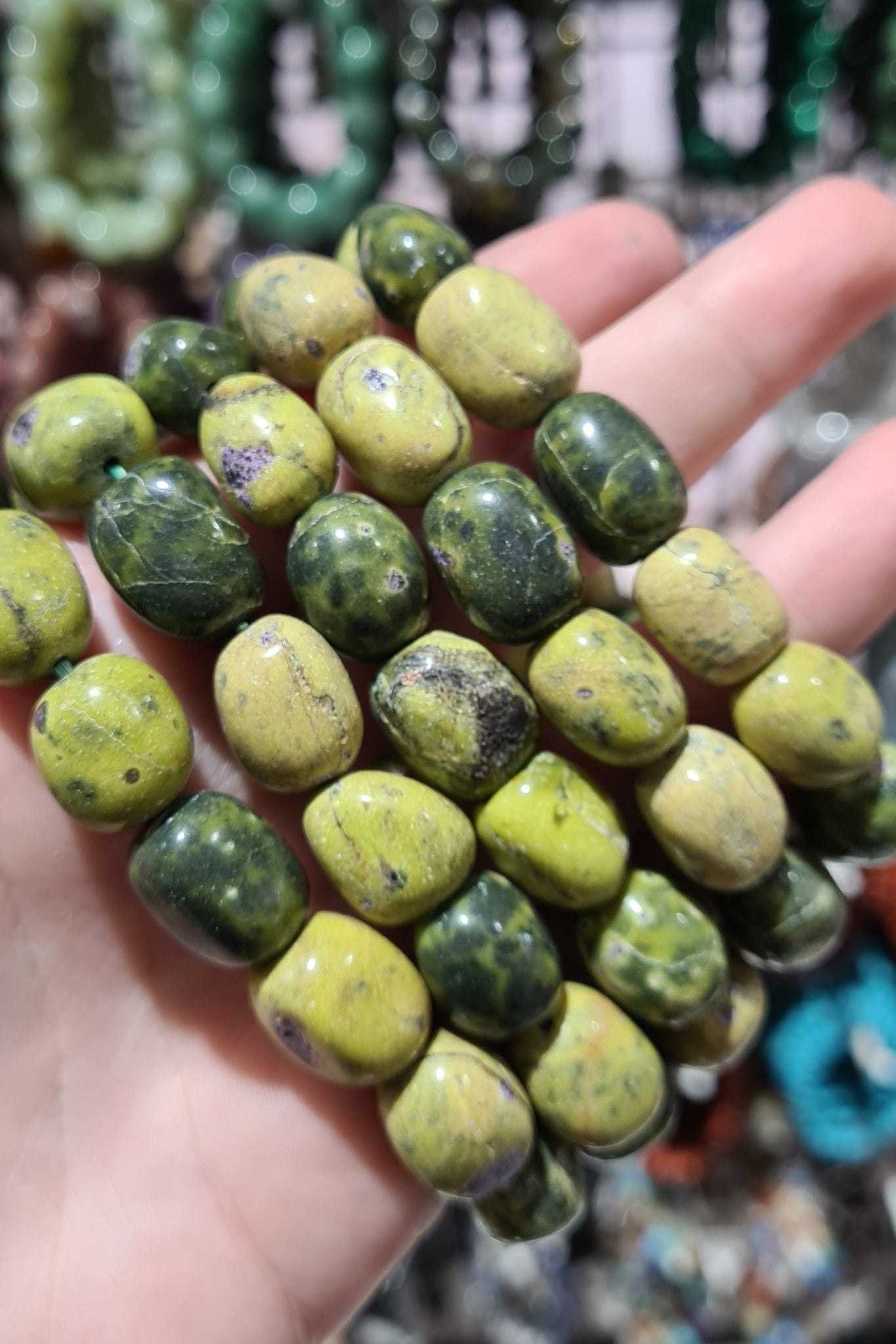 Serpentine & Stichtite Tumbled Bracelets