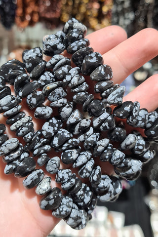 Snowflake Obsidian Large Chip Bracelets